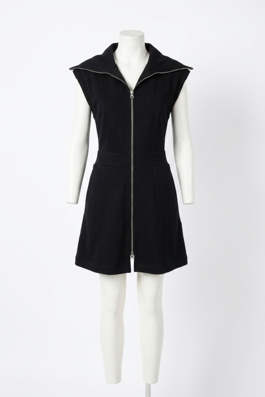NEW VARLEY rebecca zip-through dress in black